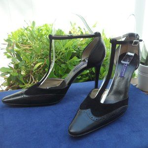 💖Ralph Lauren Collection Suede T-Strap Heels 8 B